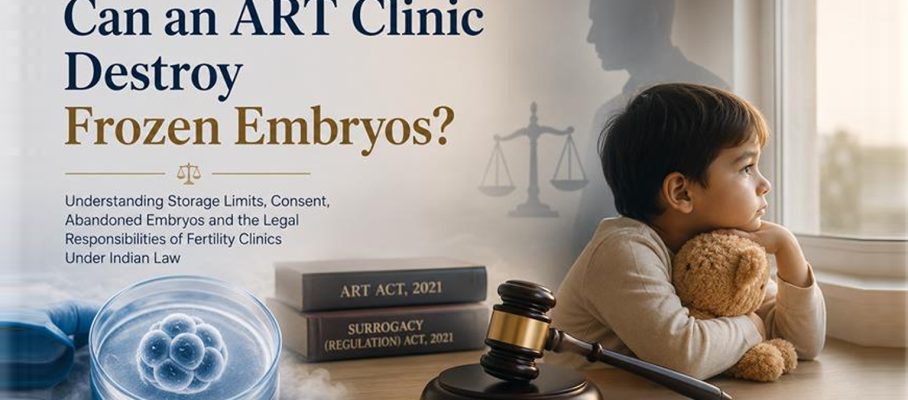 Can an ART Clinic Destroy Frozen Embryos? Indian law on consent, storage limits and abandoned embryos under the ART Act 2021